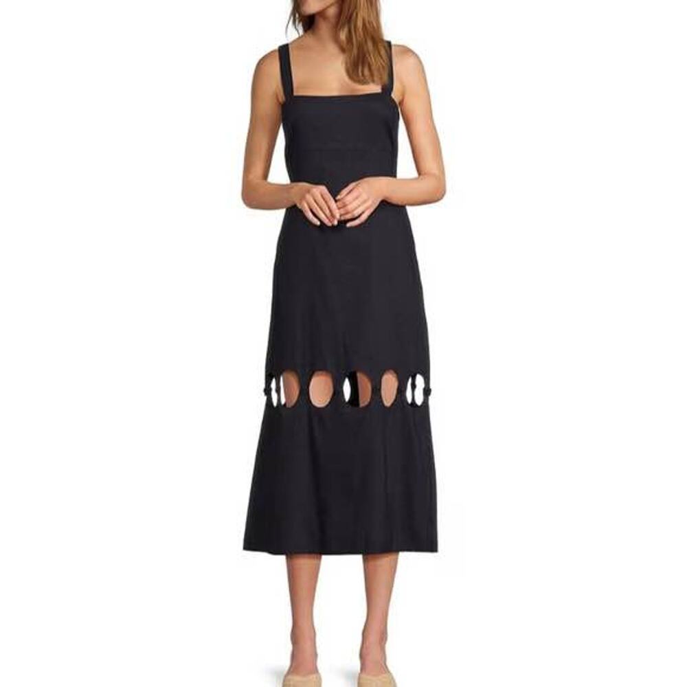 Antonio Melani Size 2 Amalia Linen Blend Circle Cut Out Sheath Midi Dress